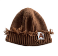 ABSTRACT DISTRESSED BEANIE BROWN