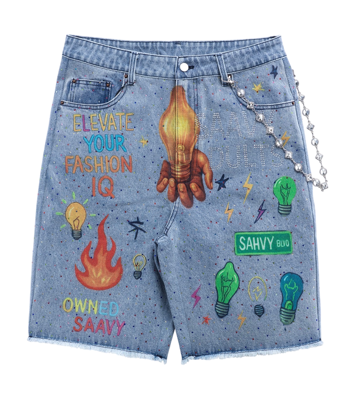 SAAVY DULTS ELEVATE BLUE DENIM SHORTS