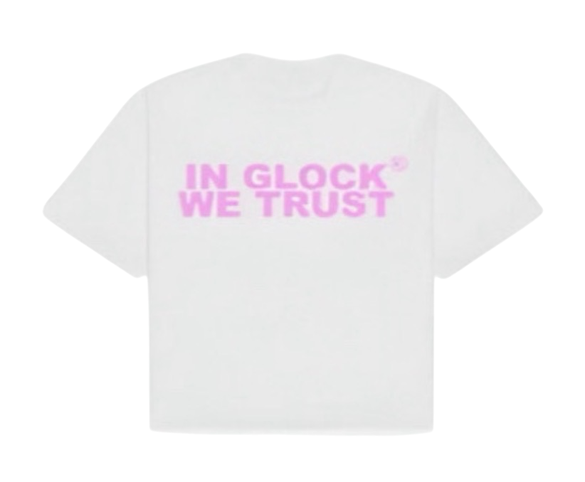 IN GLOCK WE TRUST TEE WHITE/PINK