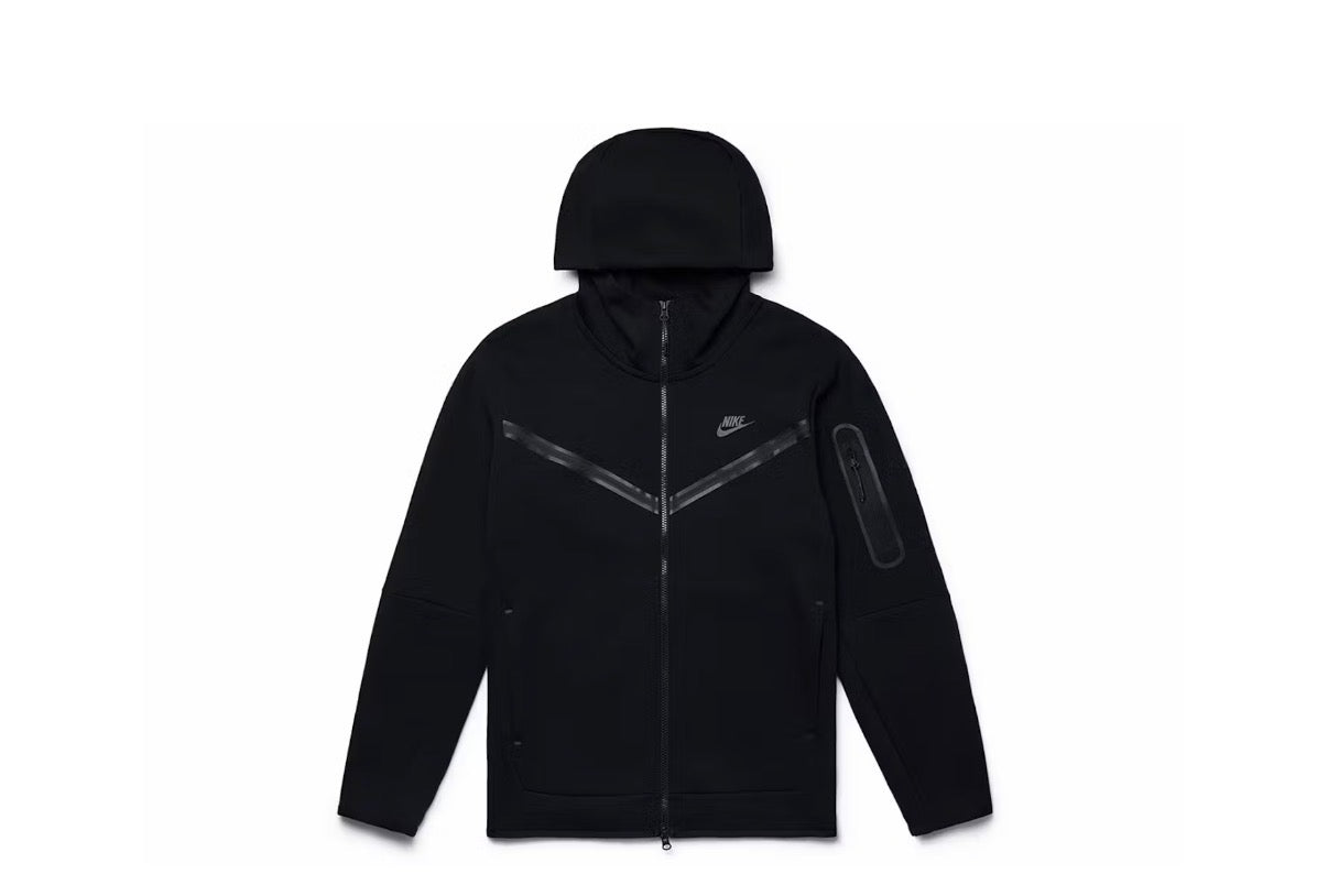 NIKE TECH FLEECE ZIP UP HOODIE BLACK