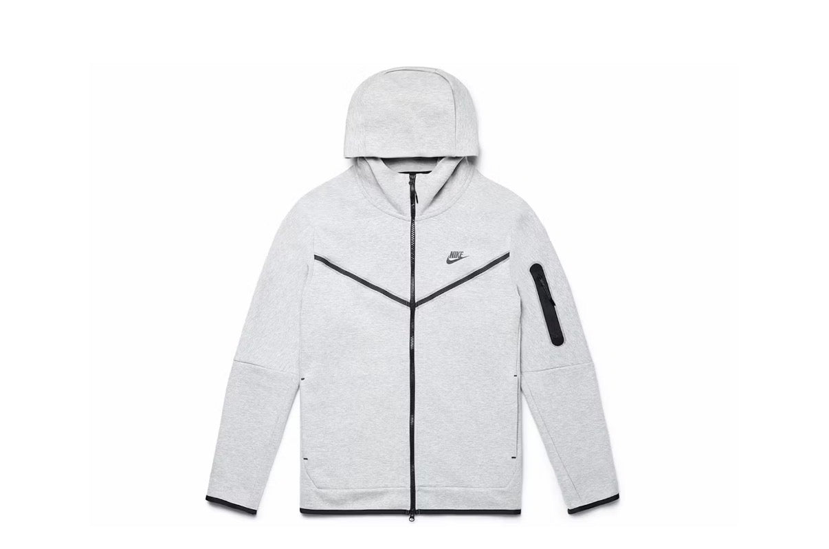 NIKE TECH FLEECE ZIP UP HOODIE HEATHER GREY