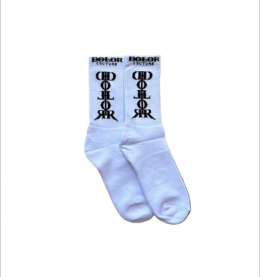 DOLOR COUTURE WHITE/BLACK HOLY SOCKS