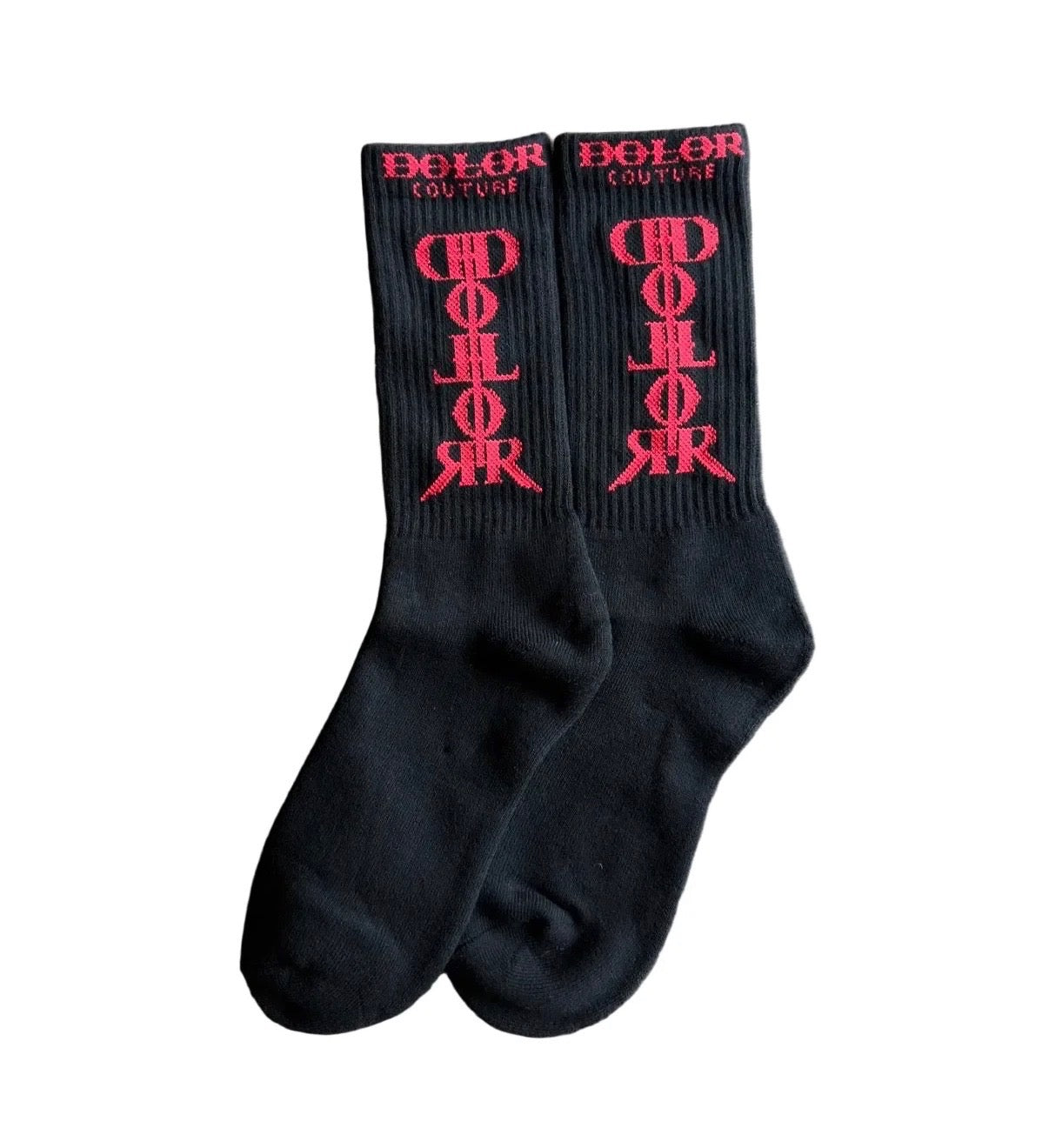 DOLOR COUTURE BLACK/RED HOLY SOCKS