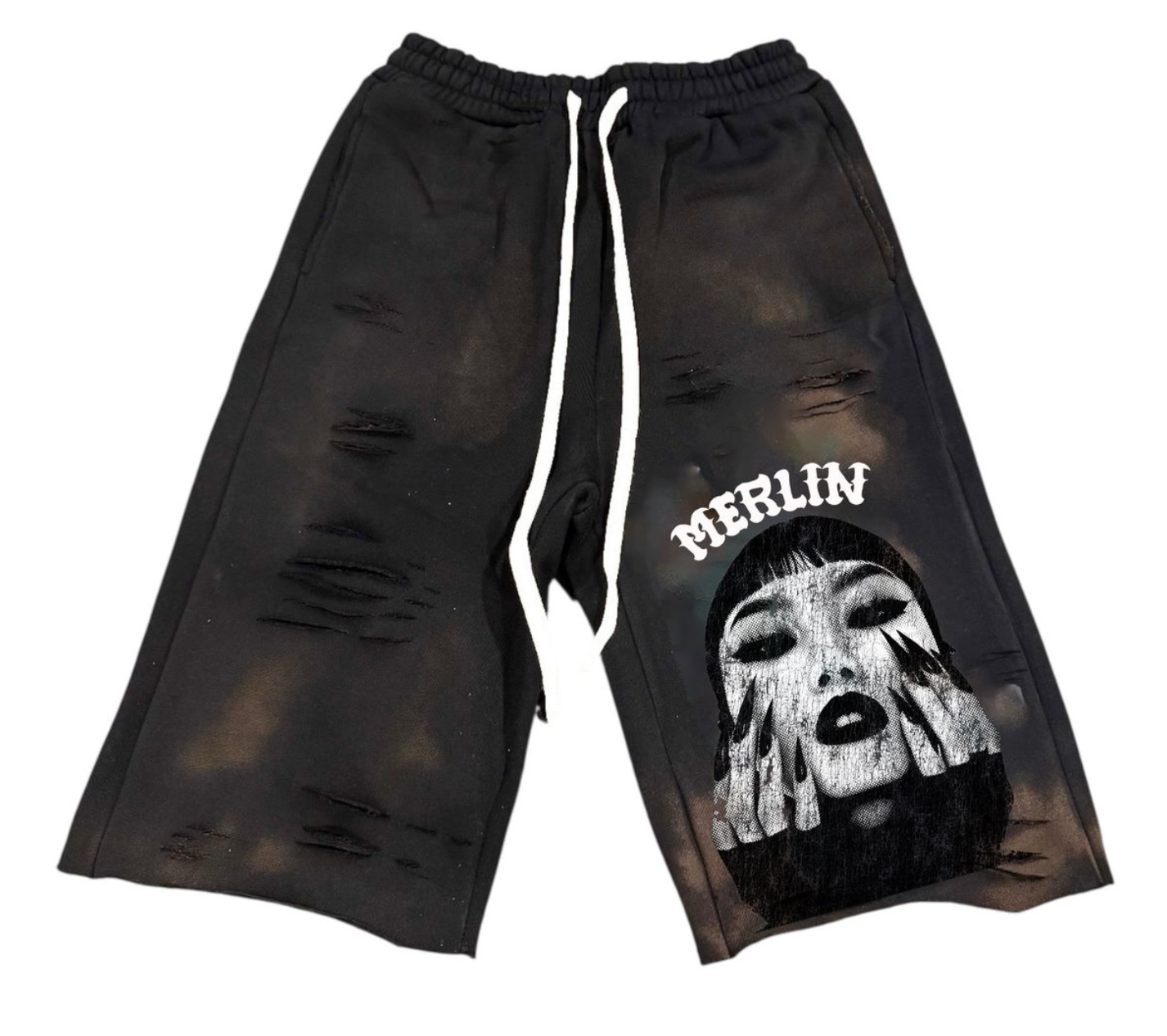 MERLIN FATHER FACE NAIL SHORTS