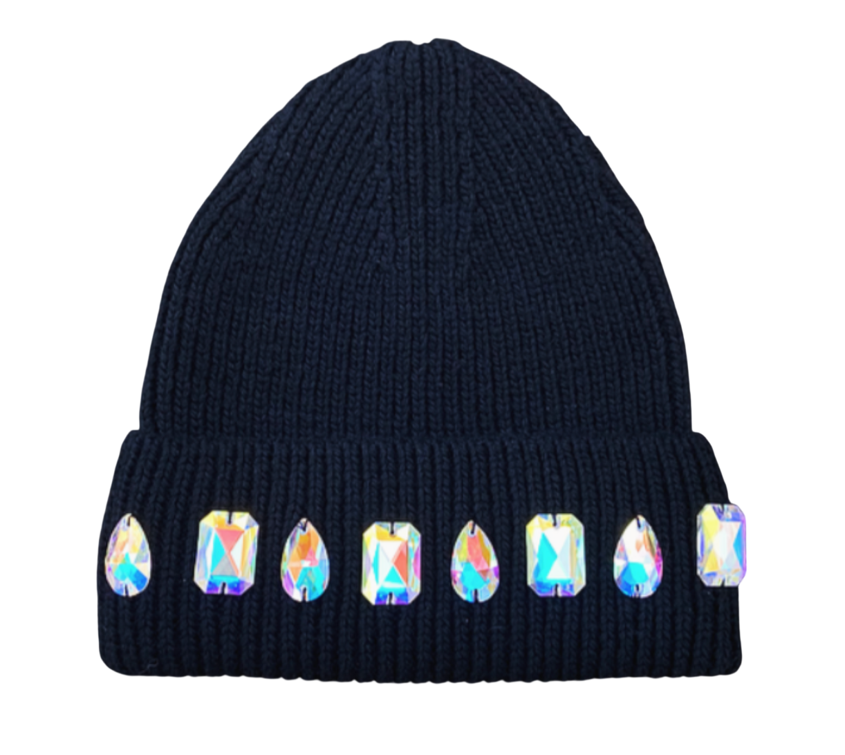LOUIS CROWN IRIDESCENT BLACK BEANIE