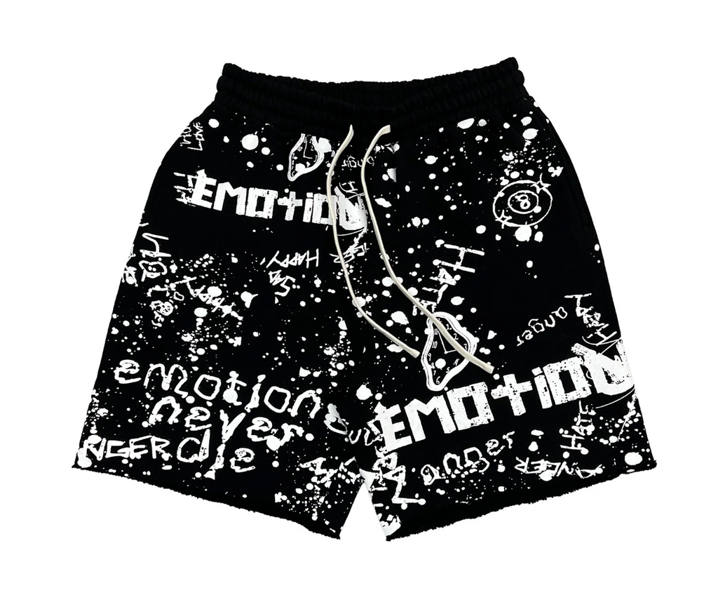 MIXED EMOTION BLACK GRAFFITI SHORTS