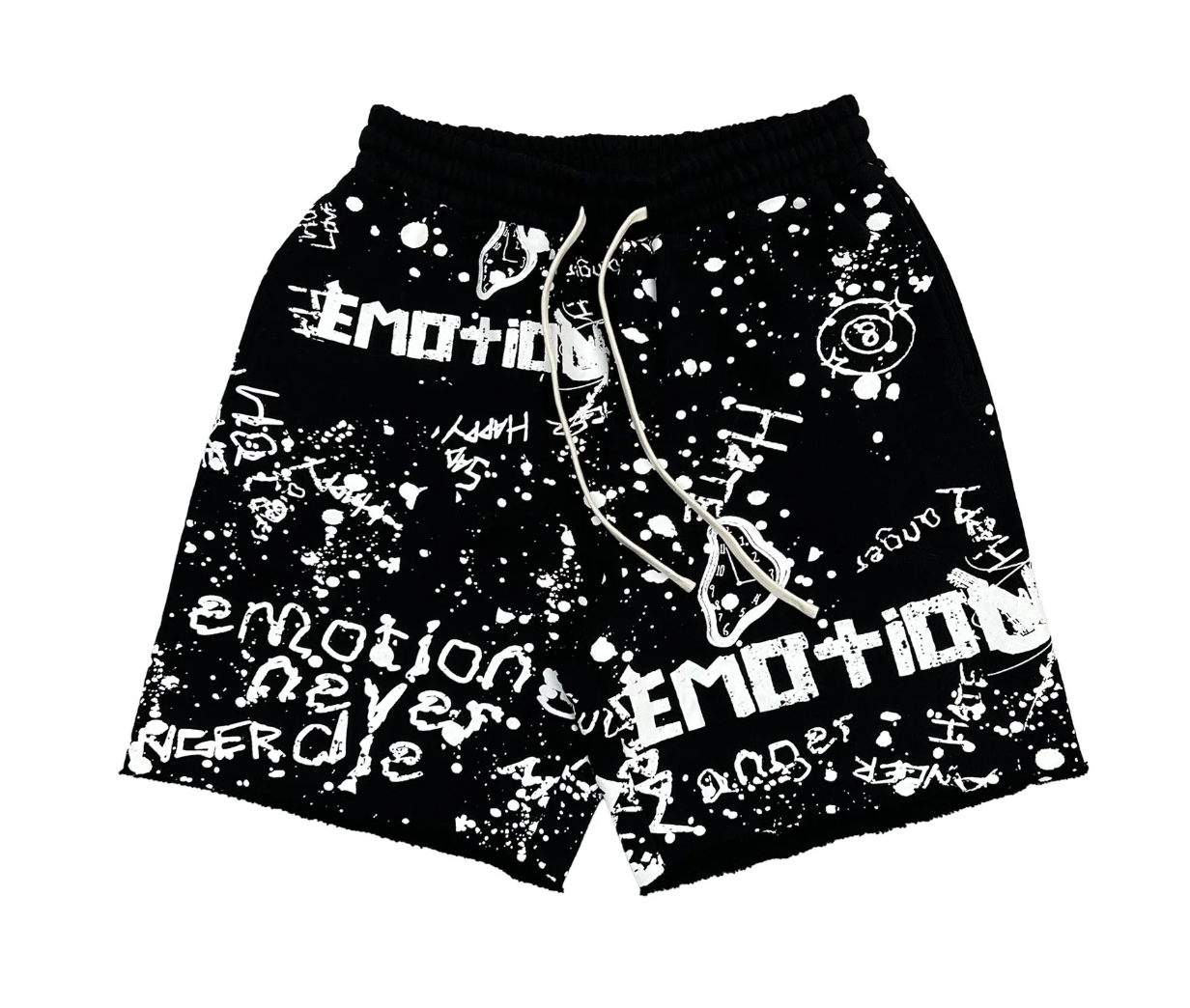 MIXED EMOTION BLACK GRAFFITI SHORTS