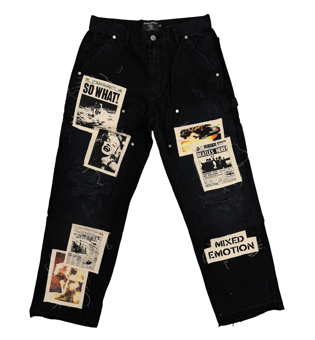 MIXED EMOTION NEWPAPER CARPENTER PANTS