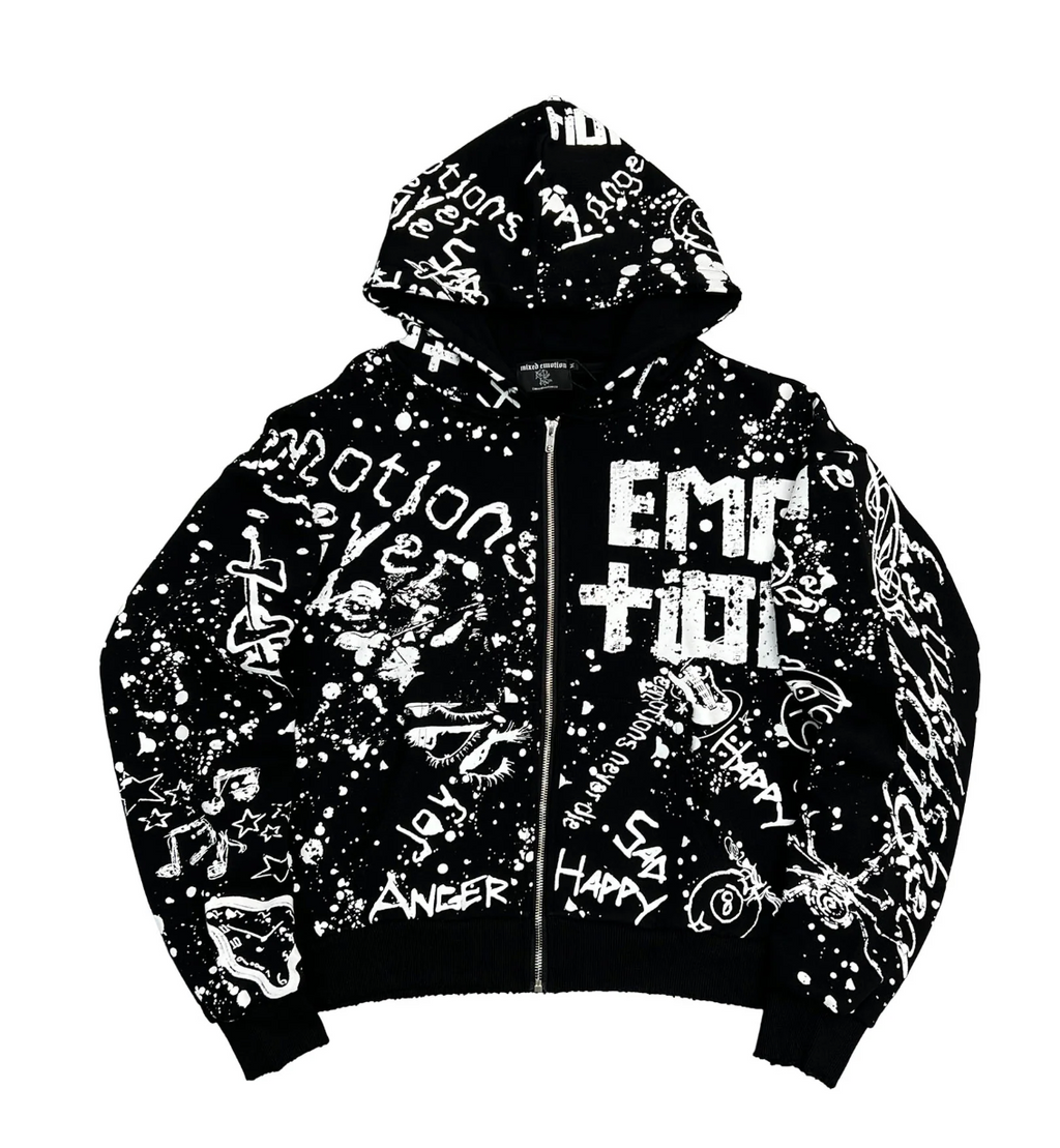 MIXED EMOTION BLACK GRAFFITI HOODIE