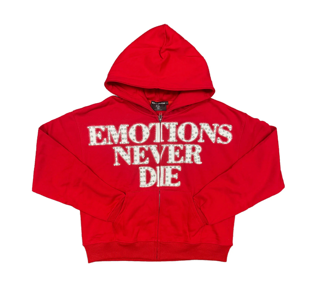 MIXED EMOTION RED ENDRHINESTONE HOODIE