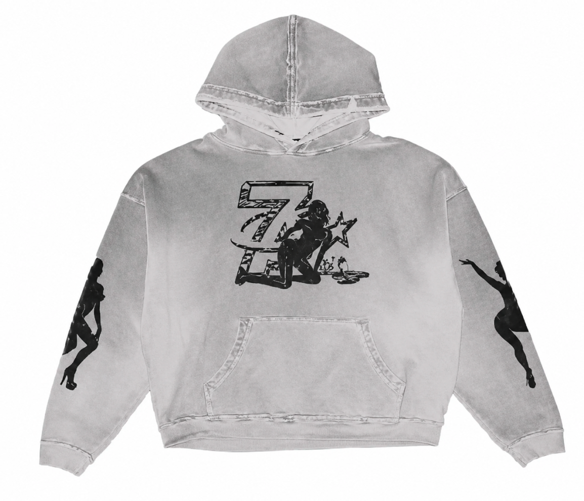 TRIPLE SEVEN TRAP LOGO HOODIE GREY
