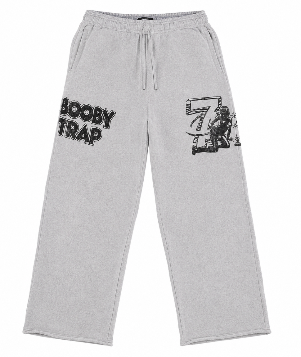 TRIPLE SEVEN TRAP LOGO SWEATPANTS  GREY