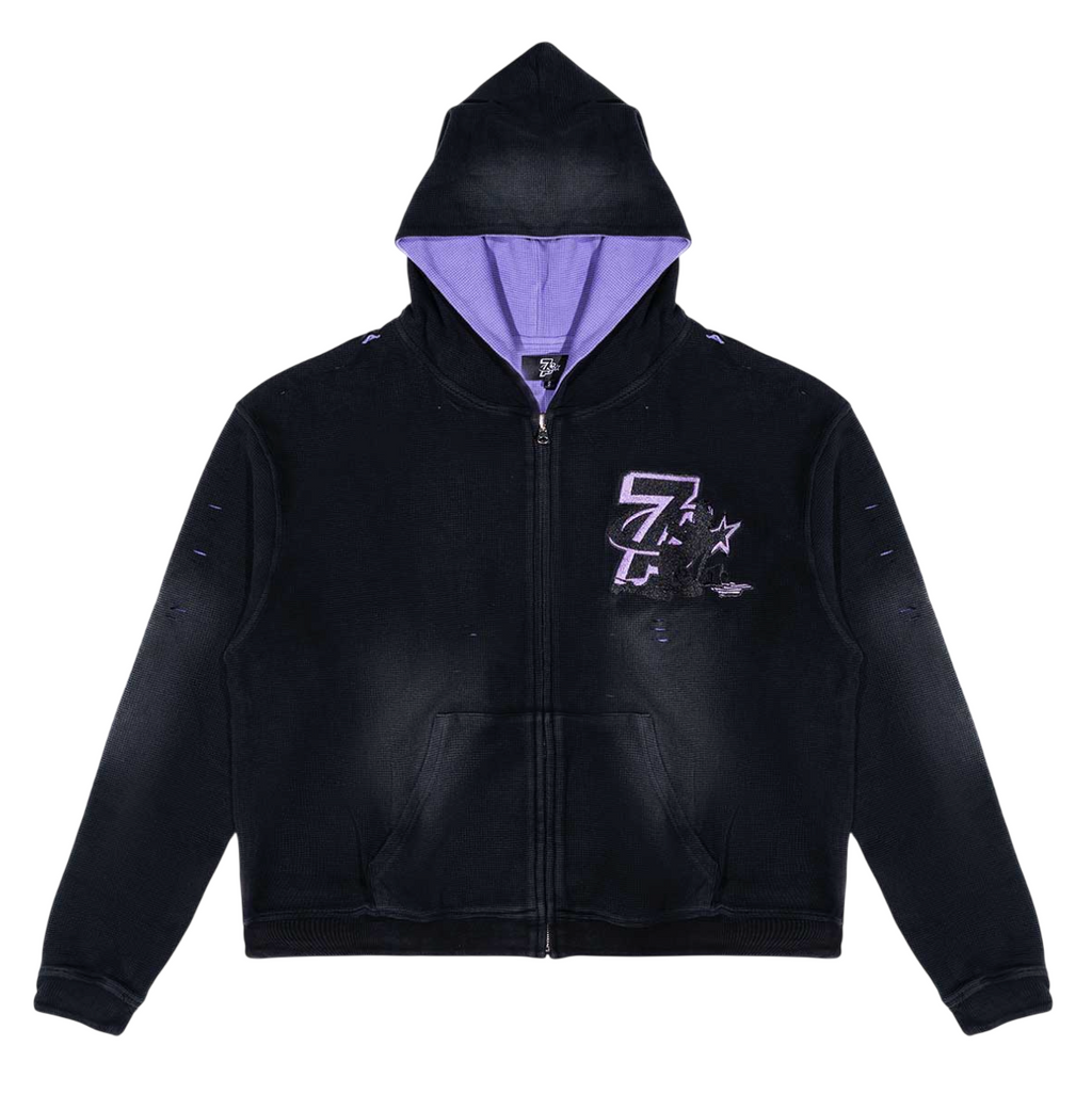 TRIPLE SEVEN TRAP REVERSIBLE ZIP UP HOODIE PURPLE/BLACK