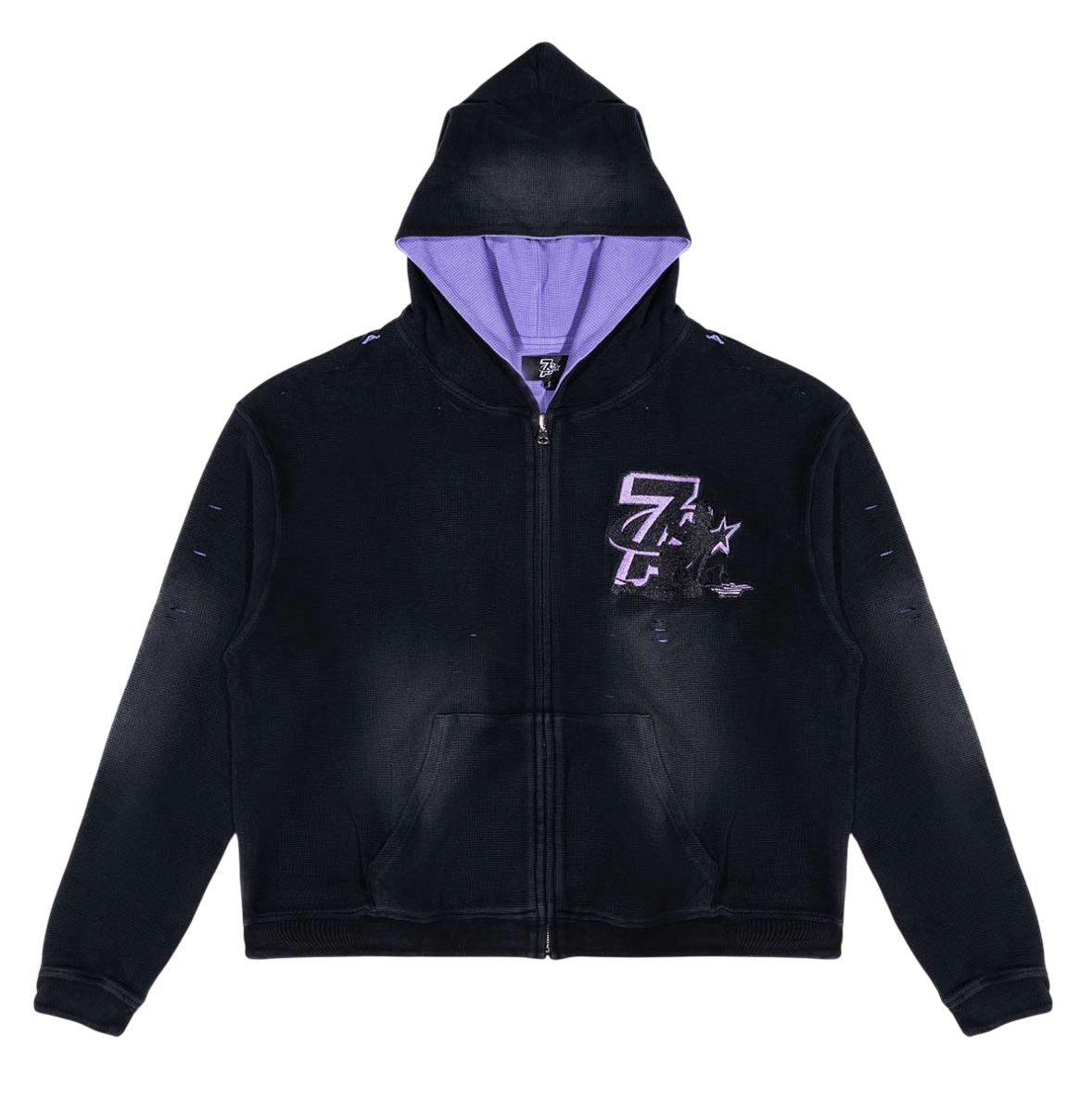 TRIPLE SEVEN TRAP REVERSIBLE ZIP UP HOODIE PURPLE/BLACK