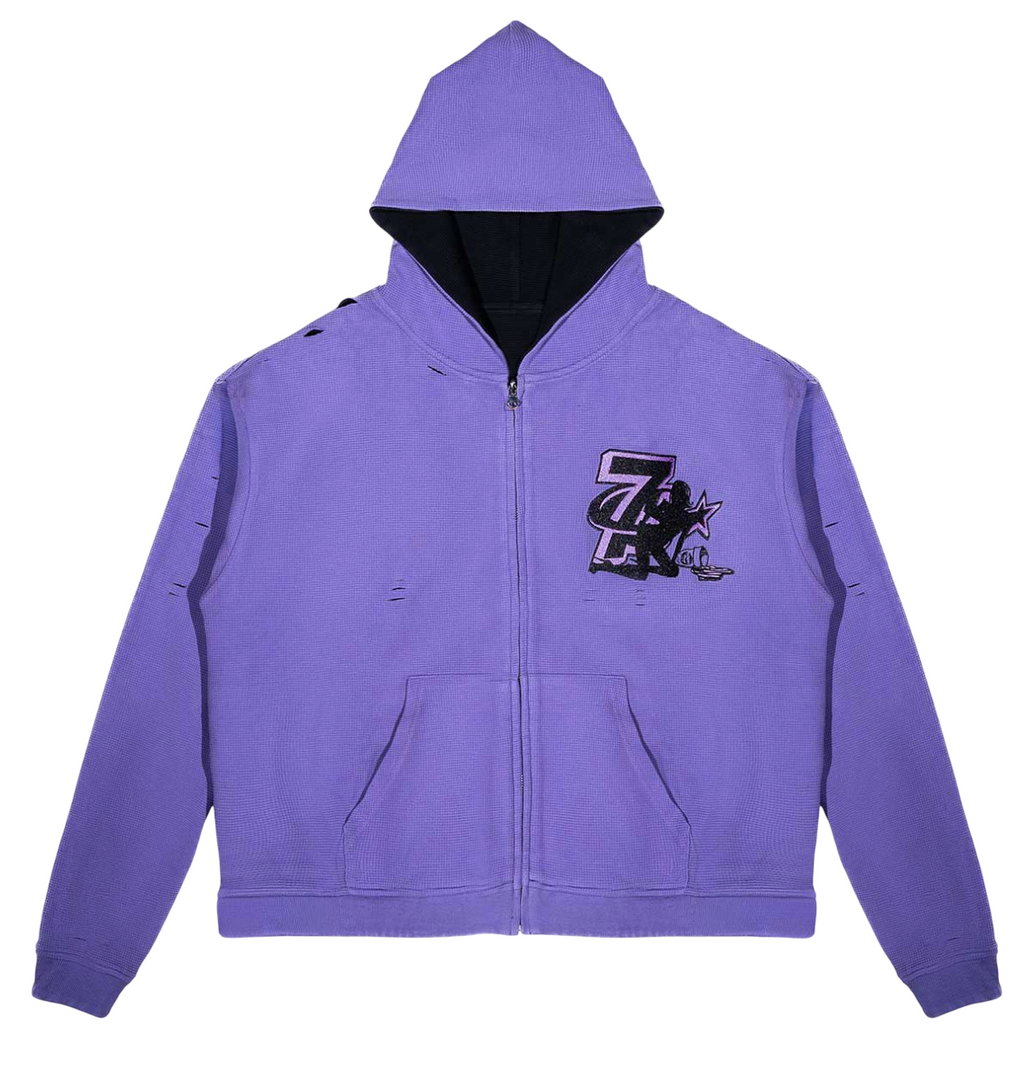 TRIPLE SEVEN TRAP REVERSIBLE ZIP UP HOODIE PURPLE/BLACK