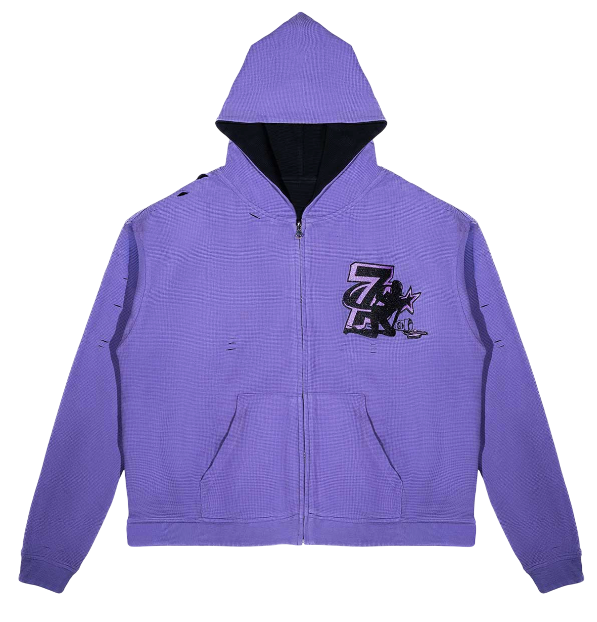 TRIPLE SEVEN TRAP REVERSIBLE ZIP UP HOODIE PURPLE/BLACK