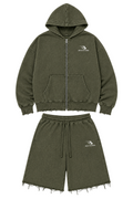 ABOMINABLE OLIVE SPRING SHORTS SET