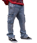 PAPER MONEY PEARL CRYSTAL BLUE DENIM JEANS