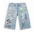 THNX FOR NOTHING LOVERS BLUE DENIM JORTS