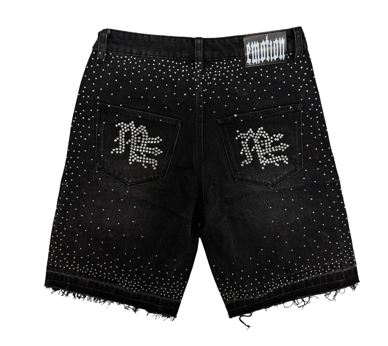 MIXED EMOTION RHINESTONE DENIM SHORTS