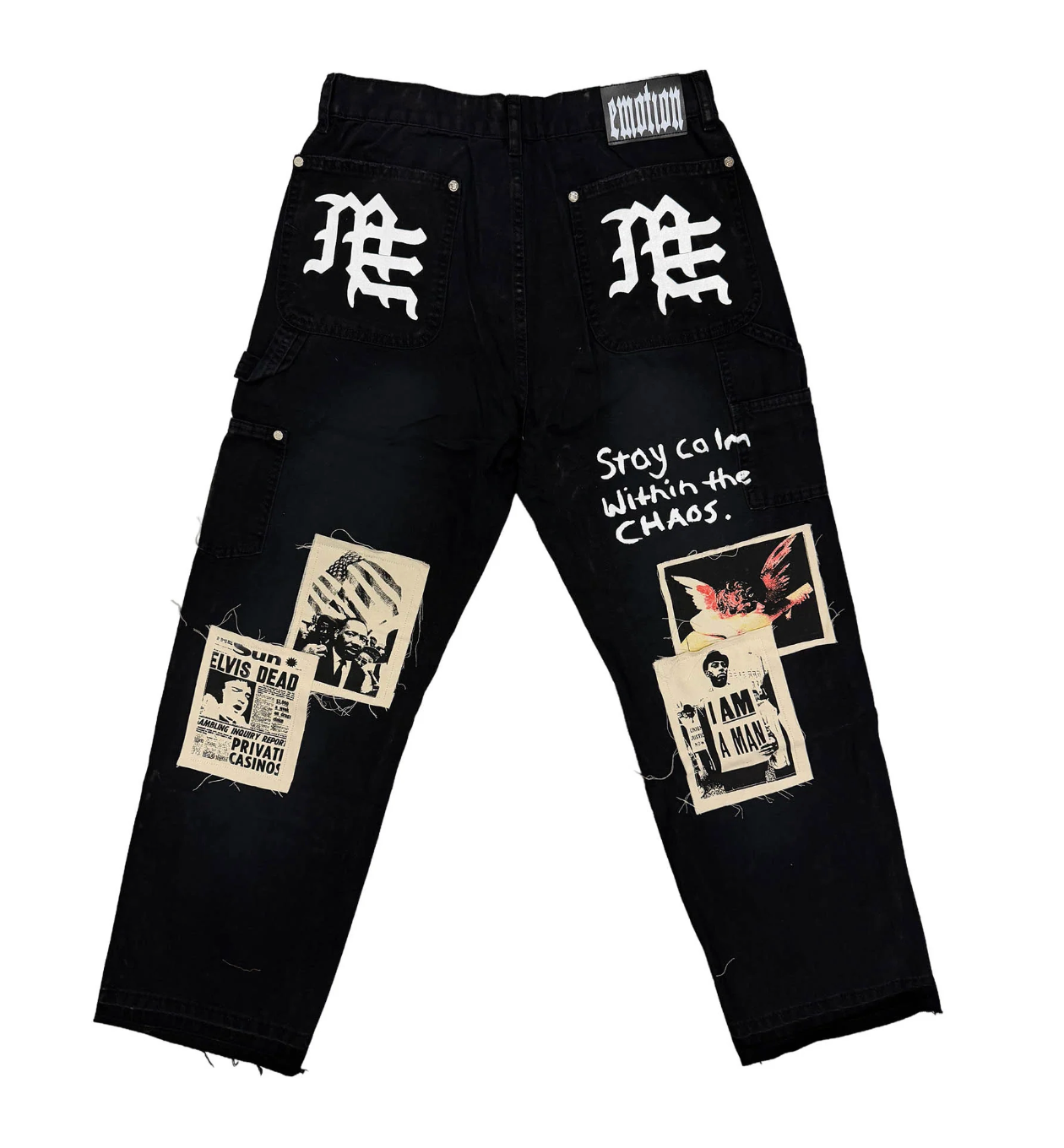 MIXED EMOTION NEWPAPER CARPENTER PANTS