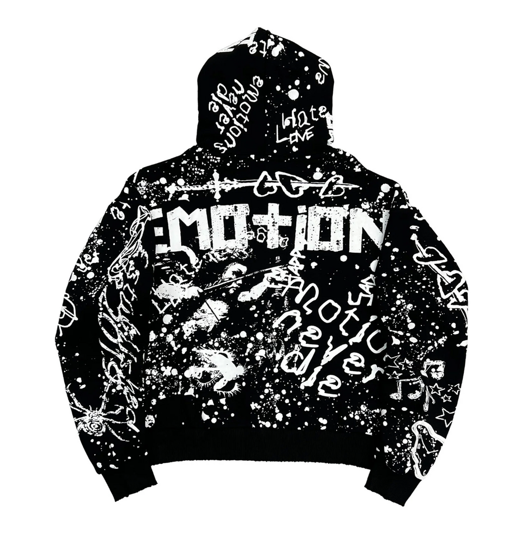 MIXED EMOTION BLACK GRAFFITI HOODIE
