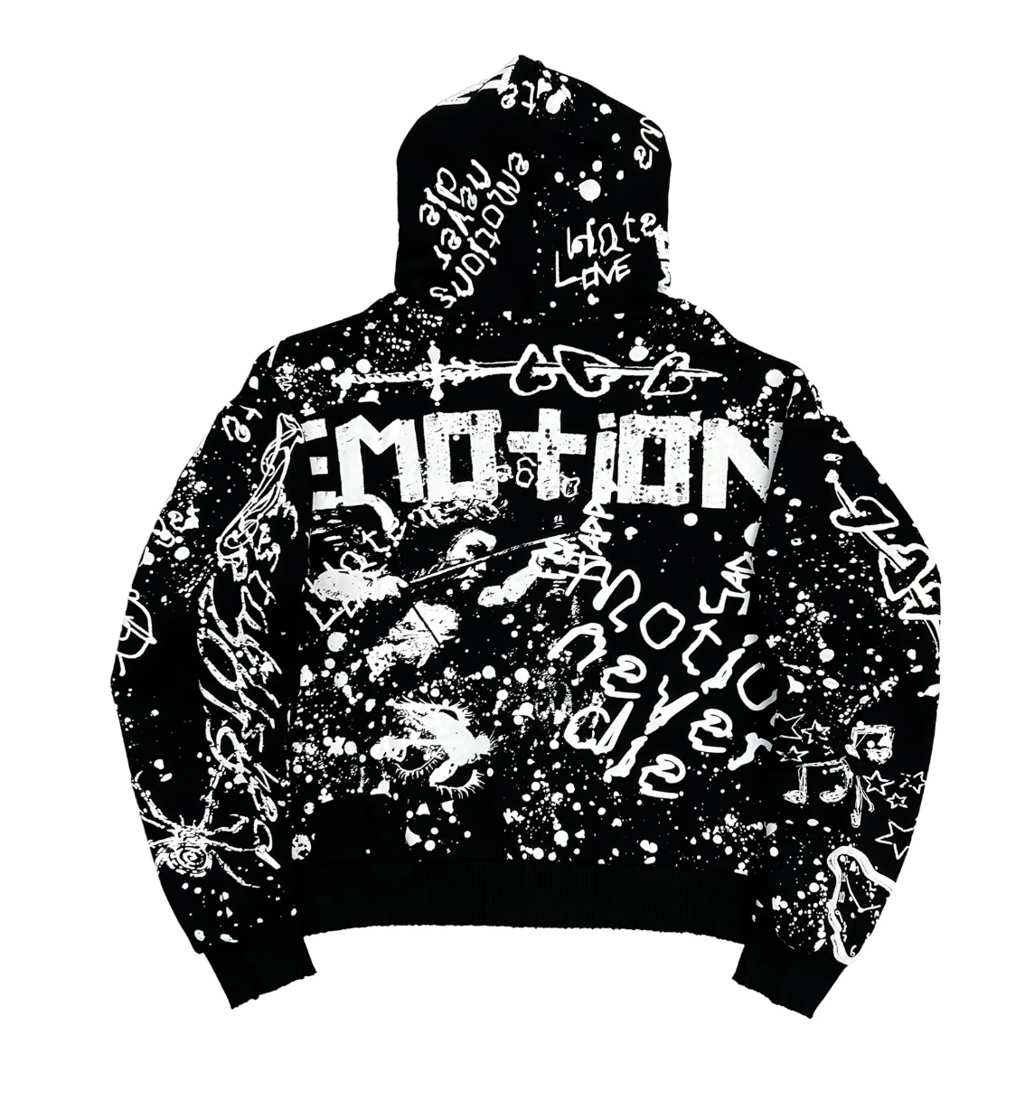 MIXED EMOTION BLACK GRAFFITI HOODIE